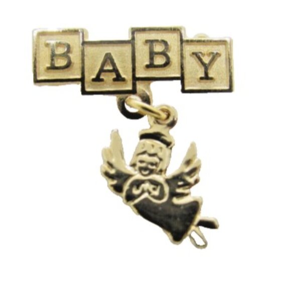 Gold Filled Baby Pin with Beautiful Polished Angel Charm.NWOT
